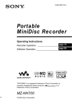 Sony MZ-NH700 DVD Recorder User Manual