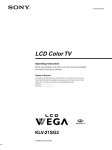 Sony KLV 21SG2 Flat Panel Television User Manual