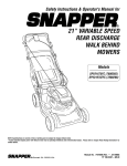 Snapper SPV21675EFC (7800266), SPV21675FC (7800265) Lawn Mower User Manual