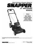 Snapper S22675, SP22675, SPV22675HW, NS22675, NSP22675, NSPV22675HW Lawn Mower User Manual