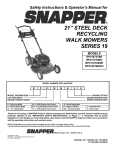 Snapper RP216019KWV Lawn Mower User Manual