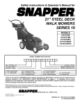 Snapper P216019KWV Lawn Mower User Manual