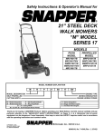 Snapper MR216017B Lawn Mower User Manual