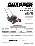 Snapper MP216518B, MRP216518B Lawn Mower User Manual