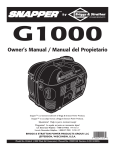 Snapper G1000 Portable Generator User Manual