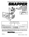 Snapper 11305 Snow Blower User Manual
