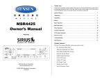Sirius Satellite Radio MSR4425 Satellite Radio User Manual