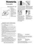 Rowenta Powerglide Steam Iron Iron User Manual