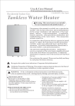 Rheem Residential Indoor Gas Tankless Water Heater Water Heater User Manual