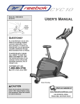 Reebok Fitness RBEX29010 Exercise Bike User Manual