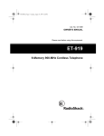 Radio Shack ET-919 Cordless Telephone User Manual