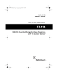 Radio Shack ET-916 Cordless Telephone User Manual