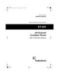 Radio Shack ET-551 Cordless Telephone User Manual