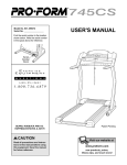 ProForm 831.299474 Treadmill User Manual