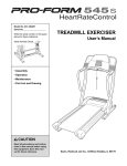 ProForm 831.291671 Treadmill User Manual