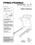 ProForm 595 lt Treadmill User Manual