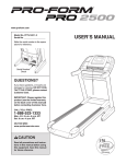 ProForm 1290 zlt Treadmill User Manual