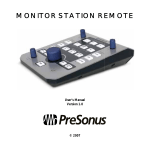 Presonus Audio electronic Monitor Station Remote Remote Starter User Manual