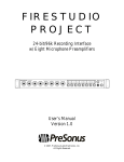 Presonus Audio electronic Microphone Preamplifier Stereo Amplifier User Manual