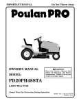 Poulan 185498 Lawn Mower User Manual