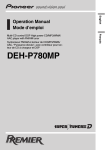 Pioneer DEH-P780MP Stereo System User Manual