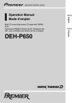 Pioneer DEH-P650 CD Player User Manual