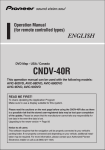 Pioneer CNDV-40R Automobile Accessories User Manual