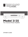 Parasound 2125 Stereo Amplifier User Manual