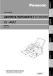 Panasonic UF-490 Fax Machine User Manual