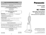 Panasonic MC-V5009 Vacuum Cleaner User Manual
