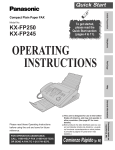 Panasonic KX-FP250 Fax Machine User Manual