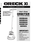 Oreck RORB700 Vacuum Cleaner User Manual