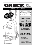Oreck DTX 1200A Vacuum Cleaner User Manual