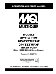 Multiquip Qp4tZtMp16F Automobile Parts User Manual