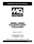 Multiquip J36S60 Lawn Mower User Manual