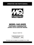 Multiquip GAC-6HZR Portable Generator User Manual