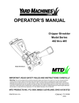 MTD 462 thru 465 Chipper User Manual