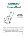 MTD 285 Snow Blower User Manual