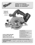 Milwaukee 18 VOLT CIRCULAR SAW Saw User Manual