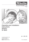 Miele W 4840 Washer/Dryer User Manual