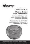 Memorex MP3134BLU Portable CD Player User Manual