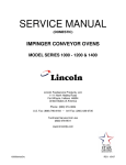 Lincoln 1000 Convection Oven User Manual