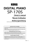 Korg SP-170S Electronic Keyboard User Manual