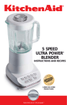 KitchenAid 5 SPEED ULTRA POWER BLENDER Blender User Manual