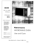Kenmore 88761 Microwave Oven User Manual