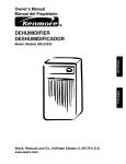 Kenmore 580.5245 Dehumidifier User Manual