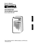 Kenmore 580.513 Dehumidifier User Manual