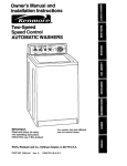 Kenmore 11014502300 Washer User Manual