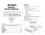 Jensen CD3610 Car Stereo System User Manual