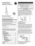 Hoover Deep Cleaner Vacuum Cleaner User Manual